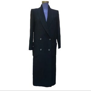 Harvé Benard Black Wool Long Dress Coat